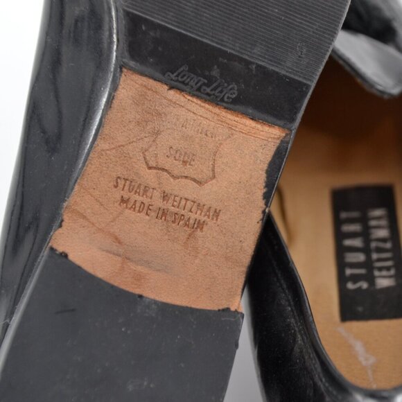 Stuart Weitzman Patent Leather Tassel Loafers Low Heel Slip On Black Women's 7.5 - Picture 7 of 8